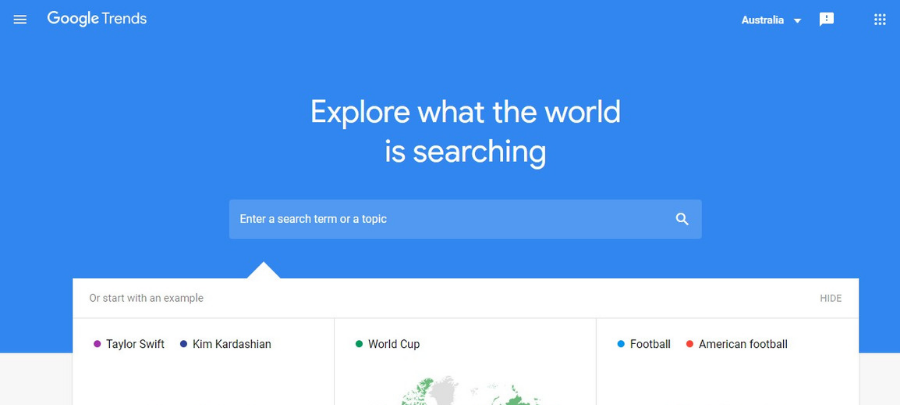 Google Trends Homepage