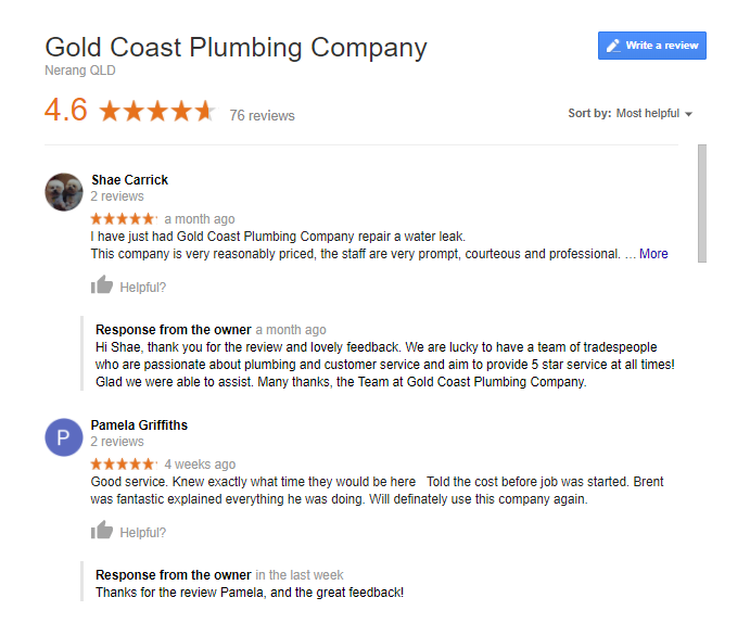 google reviews example 2