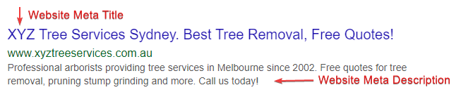 tree services meta tag